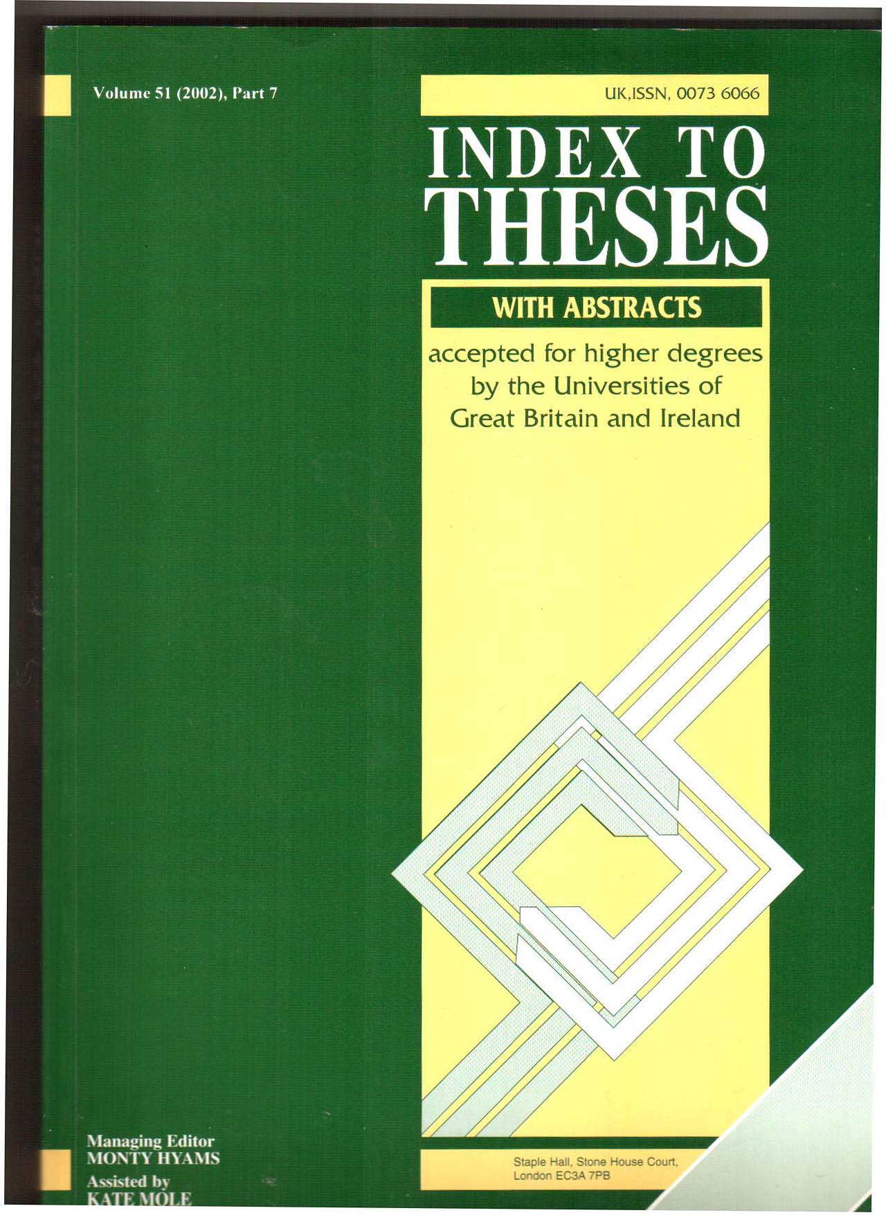 Index to Theses Vol 51 part 7